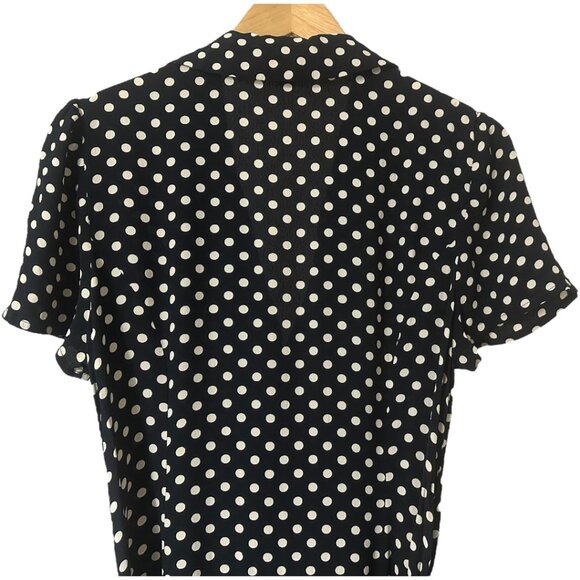 Rouje Marin Polka Dot Midi Dress Black White 12 Retro Feminine Parisian Chic - Picture 10 of 16